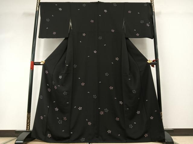 平和屋着物●訪問着 夜桜 黒地 正絹 逸品 AABI1883fy