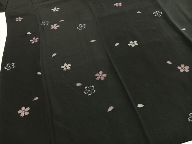 平和屋着物●訪問着 夜桜 黒地 正絹 逸品 AABI1883fy