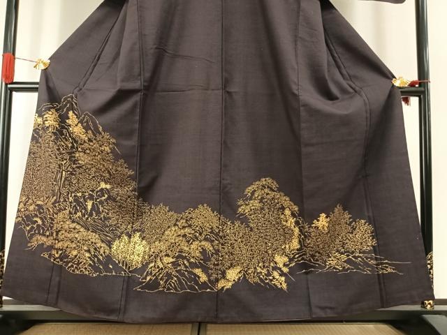平和屋着物●訪問着 紬地 松竹梅 金彩 正絹 逸品 AABI1884fy
