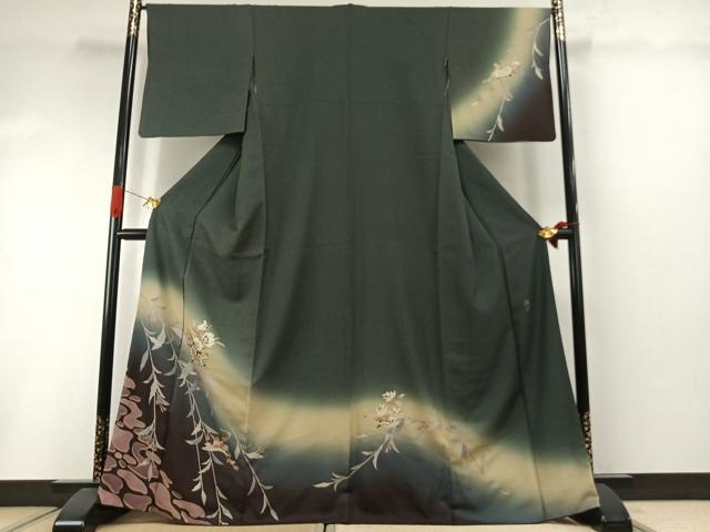 平和屋着物●友禅作家 城戸壇上 訪問着 枝花文 暈し染め 金彩 正絹 逸品 AABI1885fy