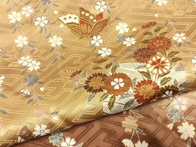 平和屋着物●豪華振袖 駒刺繍 花蝶文 暈し染め 金彩 正絹 逸品 AABI1890fy
