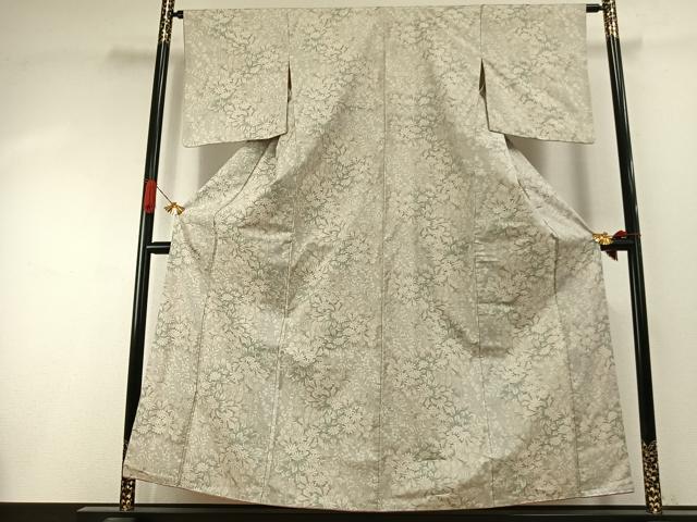 平和屋着物●本場大島紬 白大島 カタス9マルキ 草花文 正絹 逸品 AABI1893fy