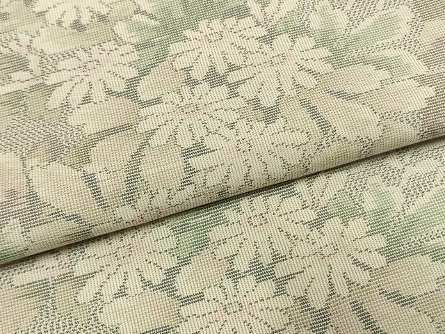 平和屋着物●本場大島紬 白大島 カタス9マルキ 草花文 正絹 逸品 AABI1893fy