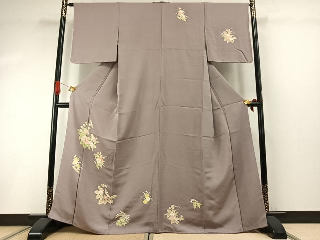 平和屋着物●訪問着 友禅 草花文 正絹 逸品 AABI1894fy