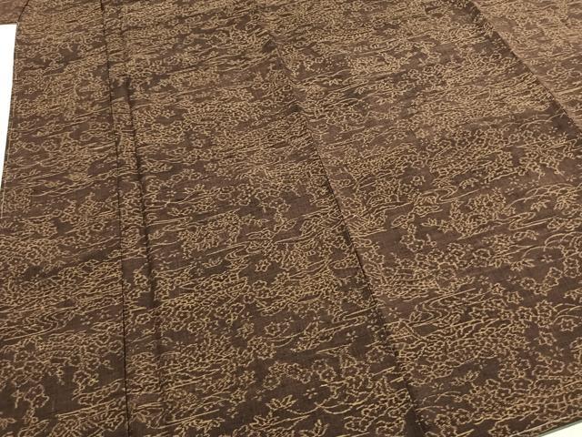 平和屋着物●小千谷紬 風景花文 正絹 逸品 未使用 AABI1895fy