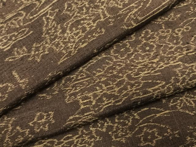 平和屋着物●小千谷紬 風景花文 正絹 逸品 未使用 AABI1895fy