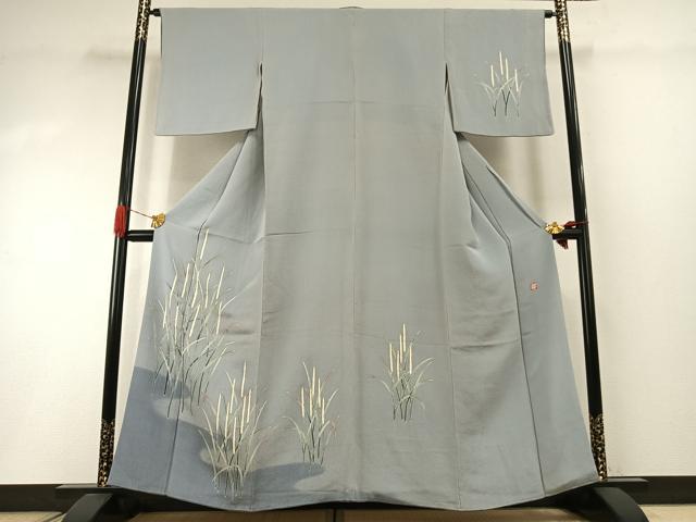 平和屋着物●訪問着 友禅 作家物 草花文 暈し染め 金彩 鬼しぼ縮緬 正絹 逸品 AABI1901fy