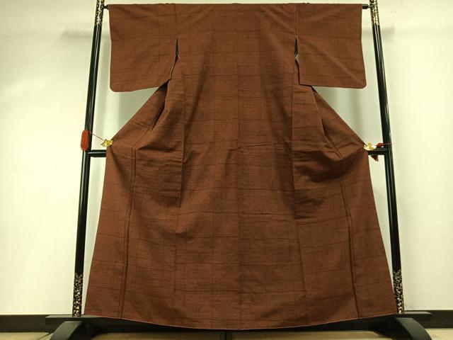 平和屋着物●結城紬 100亀甲 幾何学文様 正絹 逸品 AABI1903fy