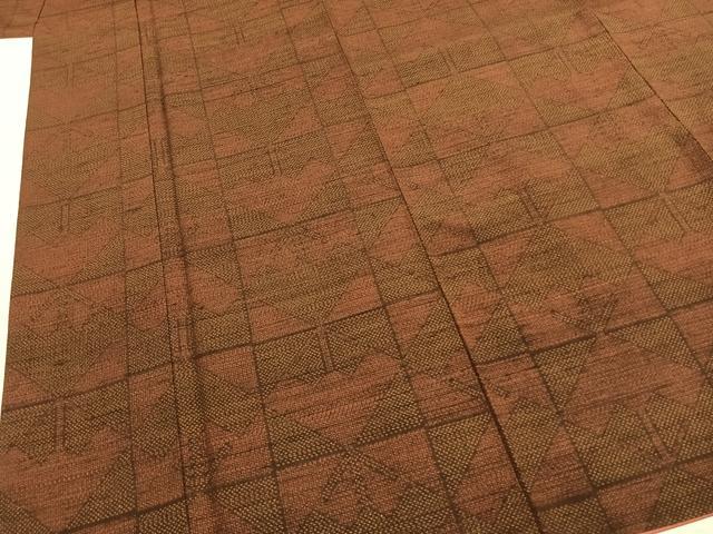 平和屋着物●結城紬 100亀甲 幾何学文様 正絹 逸品 AABI1903fy