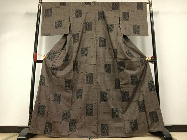 平和屋着物●本場大島紬 一元絣 色紙吉祥花文 正絹 逸品 未使用 AABI1915fy