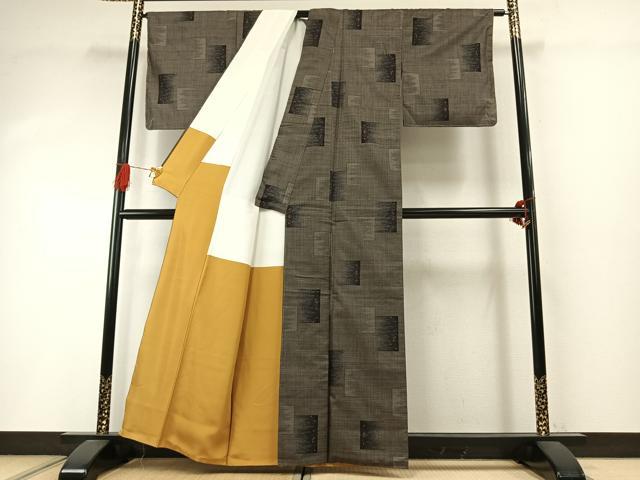 平和屋着物●本場大島紬 カタス7マルキ 色紙文 正絹 逸品 未使用 AABI1920fy