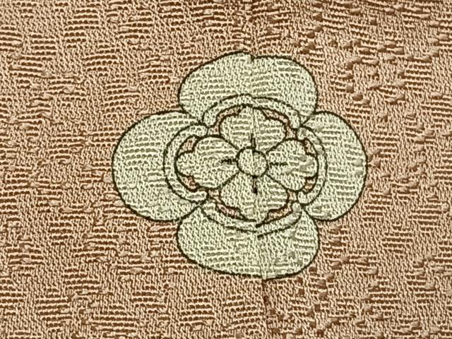 平和屋着物●上質な色無地 舞花地紋 洗柿色 正絹 逸品 AABI1924fy