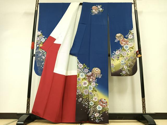 平和屋着物●豪華振袖 辻が花 毬 暈し染め 金彩 正絹 逸品 AABI1925fy