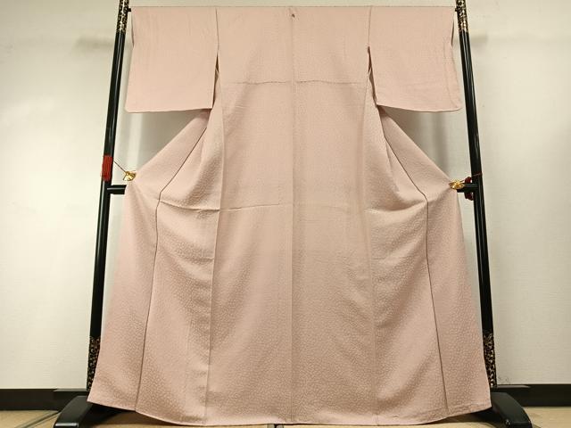 平和屋着物●上質な色無地 花尽くし地紋 洗柿色 正絹 逸品 未使用 AABI1926fy