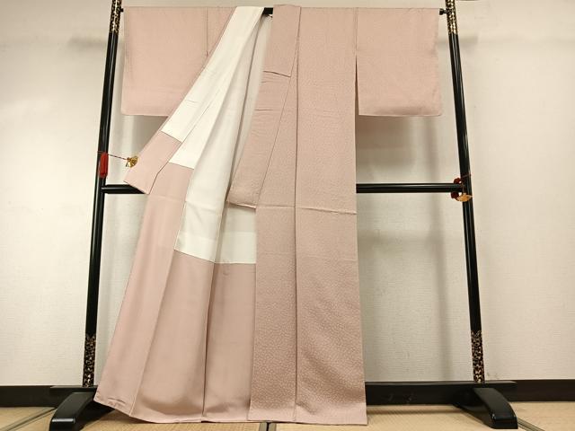 平和屋着物●上質な色無地 花尽くし地紋 洗柿色 正絹 逸品 未使用 AABI1926fy