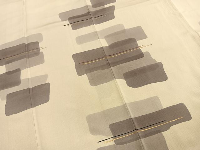 平和屋着物●訪問着 紬地 幾何学文様 金彩 正絹 逸品 AABI1930fy