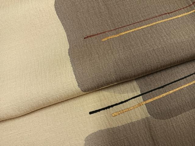 平和屋着物●訪問着 紬地 幾何学文様 金彩 正絹 逸品 AABI1930fy