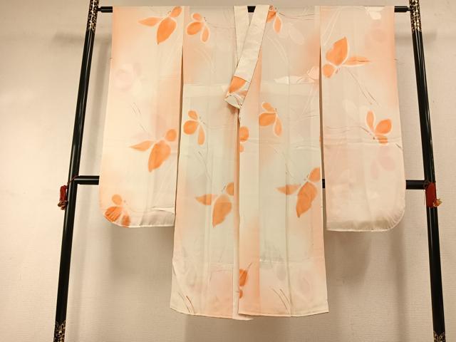 平和屋着物●振袖用長襦袢 無双仕立て 舞蝶文 暈し染め 正絹 逸品 AABI1939fy
