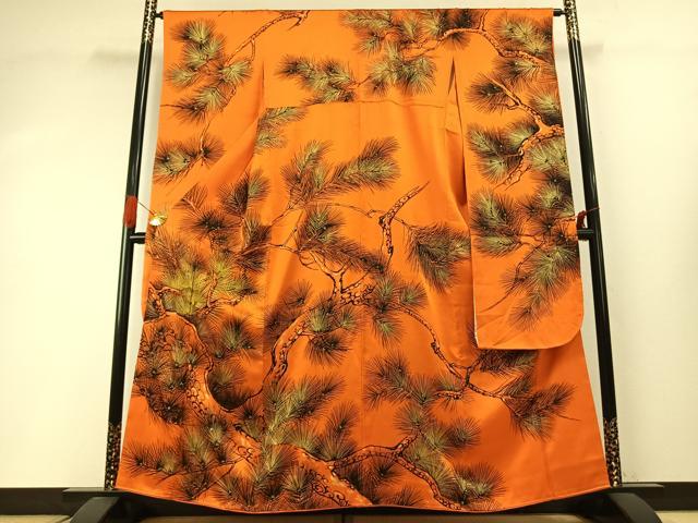 平和屋着物●豪華振袖 手描き 枝松文 金糸 金彩 正絹 逸品 AABI1941fy