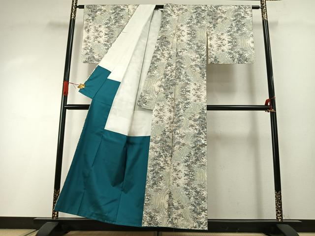 平和屋着物●本場大島紬 白大島 一元7マルキ 草葉文 正絹 逸品 未使用 AABI1942fy