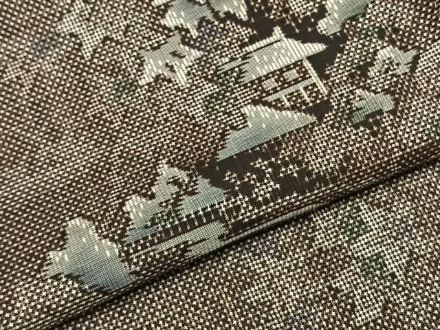 平和屋着物●本場大島紬 一元7マルキ 総絣 風景文 正絹 逸品 未使用 AABI1946fy