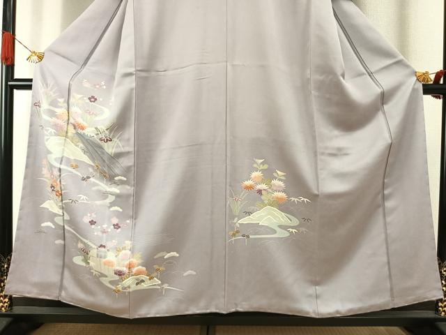 平和屋着物●訪問着 友禅 刺繍 松竹梅 風景花文 正絹 逸品 AABI1949fy