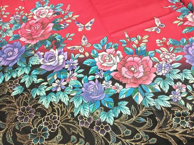 平和屋着物●豪華振袖 花蝶文 暈し染め 金銀彩 正絹 逸品 AABI1950fy