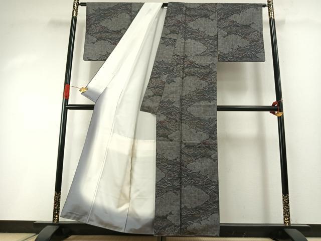 平和屋着物●本場大島紬 カタス9マルキ 風景文 反端付き 正絹 逸品 AABI1951fy
