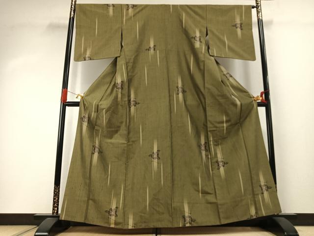 平和屋着物●上質な紬 草花文 正絹 逸品 AABI1958fy