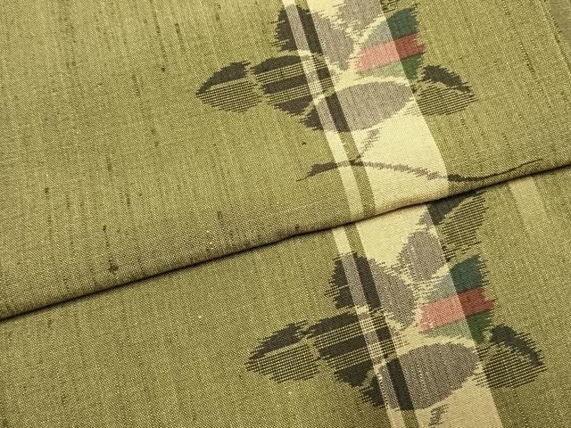 平和屋着物●上質な紬 草花文 正絹 逸品 AABI1958fy