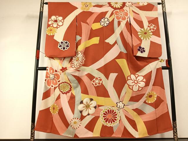 平和屋着物●アンティーク 大正ロマン 訪問着 駒刺繍 舞花文 金彩 正絹 逸品 AABI1960fy
