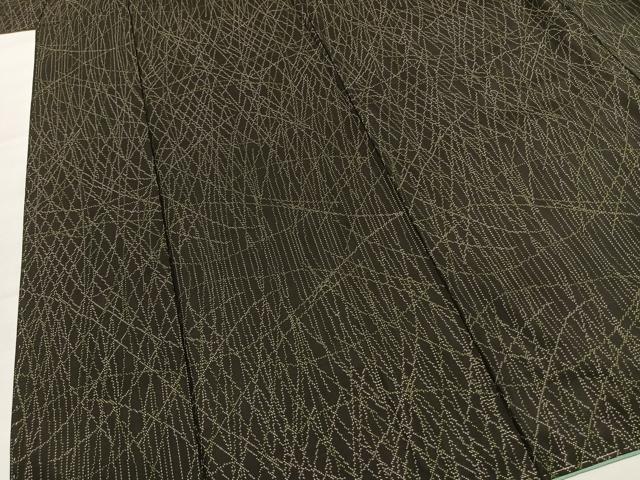 平和屋着物●本場大島紬 一元7マルキ 幾何学文様 黒地 正絹 逸品 未使用 AABI1966fy