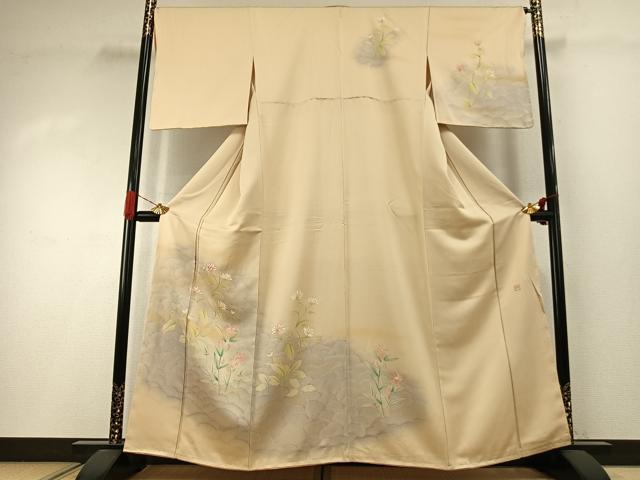 平和屋着物●訪問着 作家物 手描き 草花文 暈し染め 正絹 逸品 AABI1967fy