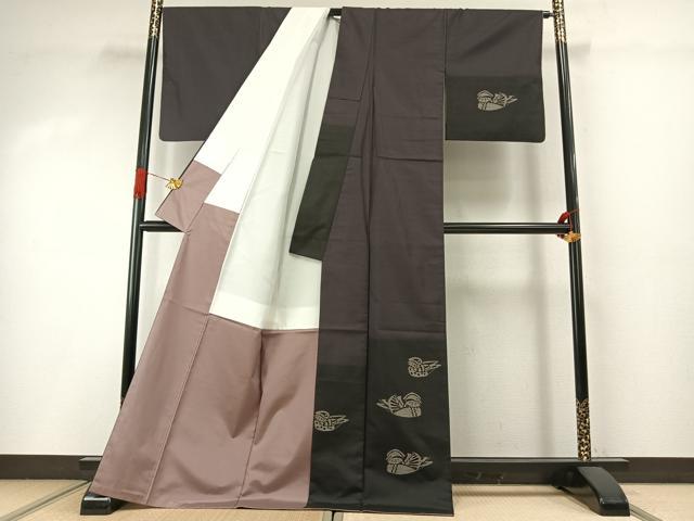 平和屋着物●本場大島紬 訪問着 鴛鴦文 正絹 逸品 AABI1968fy