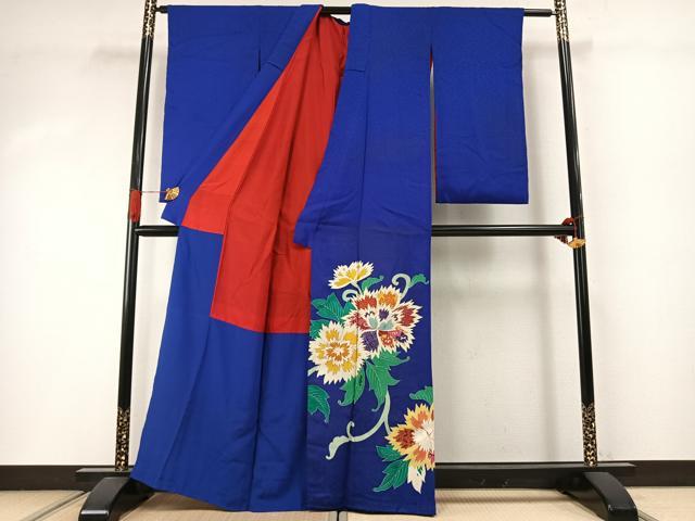 平和屋着物●アンティーク 大正ロマン 色留訪問着 花唐草文 金彩 正絹 逸品 AABI1970fy