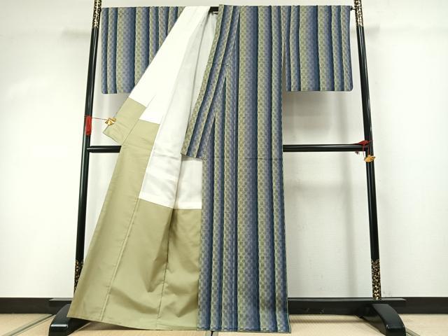 平和屋着物●西陣 永市織物謹製 三代目市三郎 紬 間道 反端付き 正絹 逸品 AABI1972fy