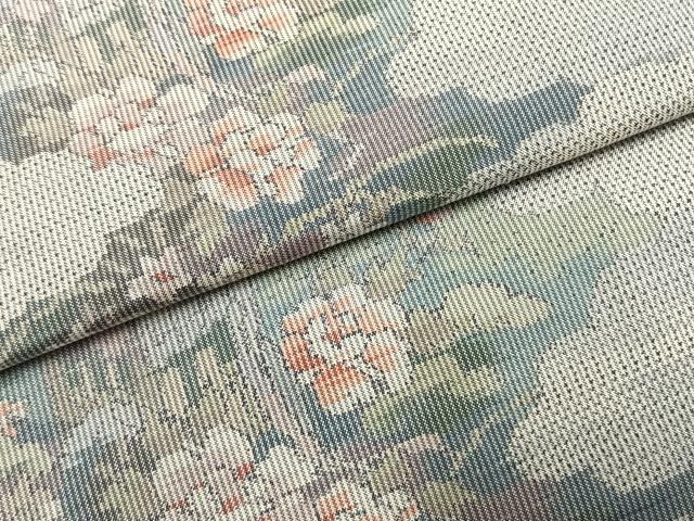 平和屋着物●本場大島紬 白大島 一元7マルキ 総絣 草花文 正絹 逸品 未使用 AABI1979fy