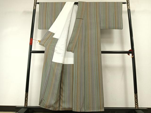 平和屋着物●上質な小紋 縞 正絹 逸品 AABI1980fy