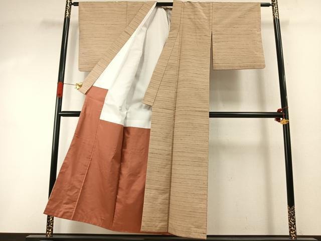 平和屋着物●上質な紬 横縞 正絹 逸品 AABI1981fy