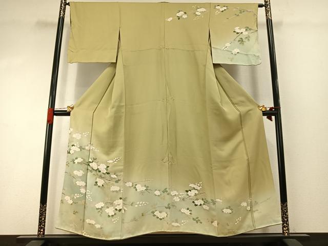 平和屋着物●訪問着 枝花文 暈し染め 正絹 逸品 AABI1984fy