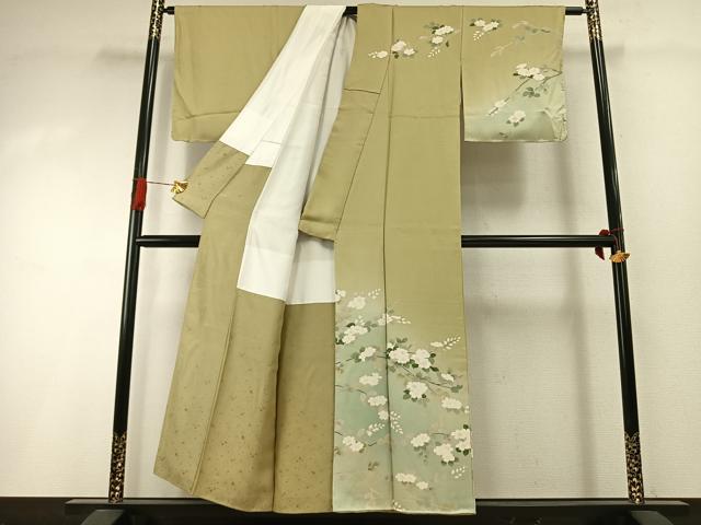 平和屋着物●訪問着 枝花文 暈し染め 正絹 逸品 AABI1984fy