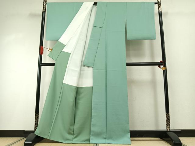 平和屋着物●上質な色無地 薄萌葱色 正絹 逸品 AABI1985fy