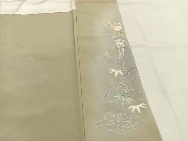 平和屋着物●訪問着 友禅 駒刺繍 松竹梅 風景花鳥文 暈し染め 金彩 正絹 逸品 AABI1986fy