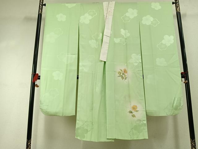 平和屋着物●振袖用長襦袢 無双仕立て 手描き 向日葵 暈し染め 半衿刺繍 正絹 逸品 AABI1990fy