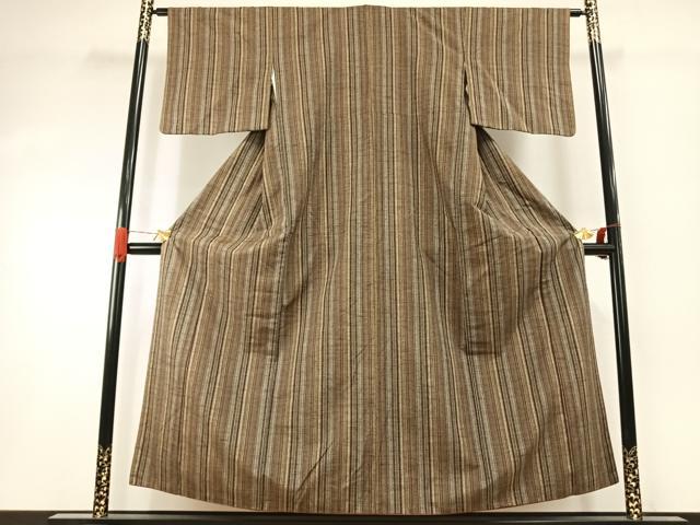 平和屋着物●上質な紬 縞 正絹 逸品 AABI1991fy