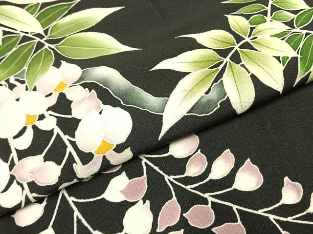 平和屋着物●豪華黒留袖 友禅 枝花文 正絹 逸品 AABI1995fy
