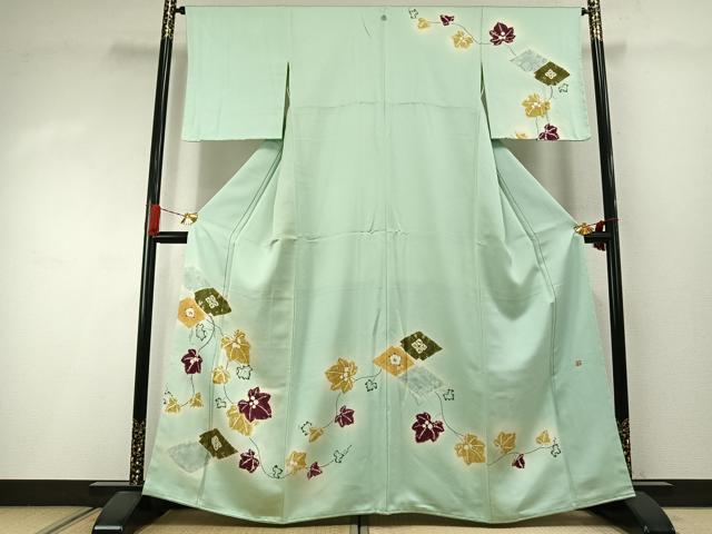 平和屋着物●日本工芸会正会員 絞りの小倉 辻が花の建亮 小倉建亮 訪問着 蔦の葉文 暈し染め 正絹 逸品 AABI1996fy