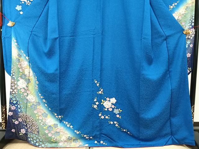 平和屋着物●豪華振袖 絞り 辻が花 暈し染め 銀通し地 正絹 逸品 AABI2000fy