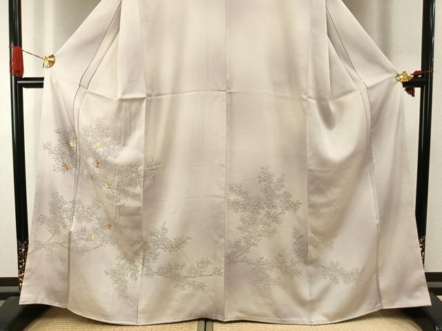 平和屋着物●訪問着 刺繍 手描き 枝葉文 暈し染め 金糸 正絹 逸品 AABI2001fy