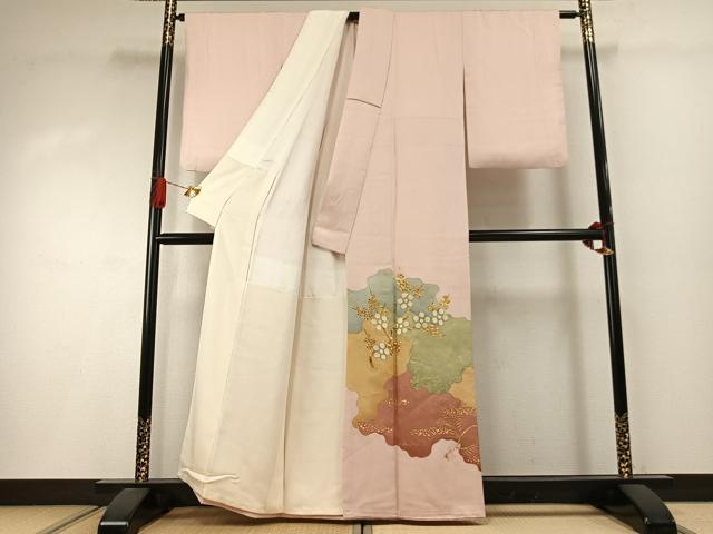 平和屋着物●豪華色留袖 駒刺繍 枝花文 金彩 正絹 逸品 AABI2003fy